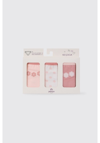 Panço Kız Çocuk Pudra 3'lü Slip Çamaşır 2612gk14008 Pembe