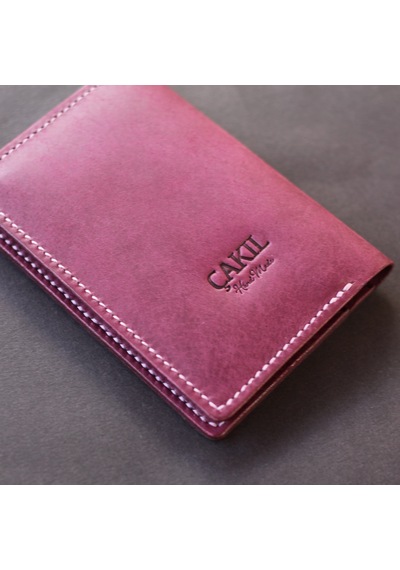 Leather Craft Hakiki Deri Isme Özel Pasaport Kılıfı - Mor