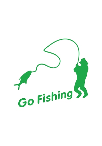 Go Fishing Araba Sticker 17x17 Cm Yeşil
