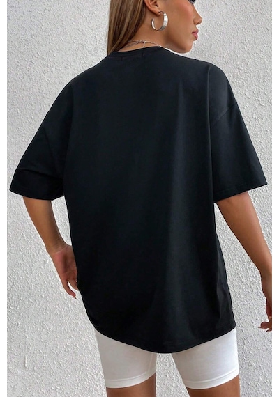 Unisex Houston Baskılı Tasarım Tshirt Siyah