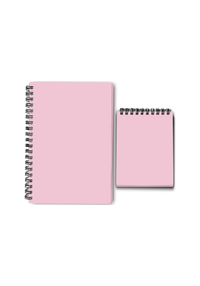 Tr Premium Pastel Renk İkili Defter Seti - Renkli Sayfalı A5 Spiralli Defter & A6 Not Defteri - 50 Yaprak Şeffaf Kapa Genel