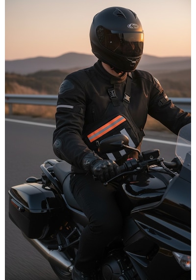 Unısex 3 Bölmeli Ön Arka Reflektörlü Motosiklet Ve Bisikletli Kurye Göğüs Çantası-neon Turuncu Siyah - Turuncu