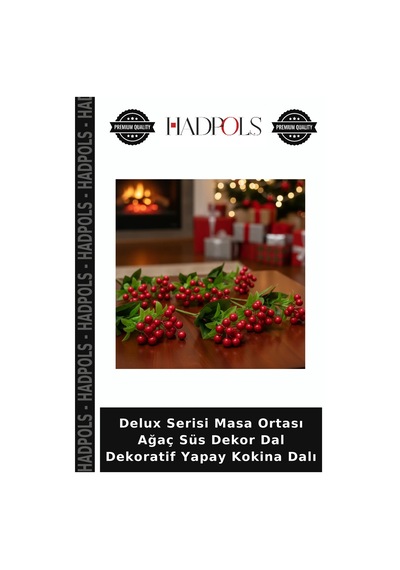 Delux Serisi Masa Ortası Ağaç Süs Dekor Dal Dekoratif Yapay Kokina Dalı Kırmızı