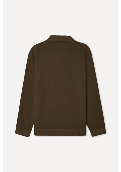Mudo Erkek Erkek Kahverengi Tekstürlü Comfort Fit Polo Yaka Sweatshirt 1272416 Koyu Kahverengi