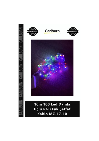 Özel Üretim Dekoratif Animasyonlu Yılbaşı 10m 100 Led Damla Uçlu Rgb Işık Şeffaf Kablo Mz1710