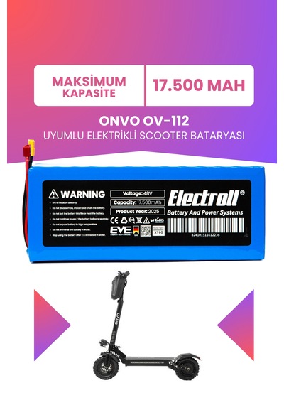 Onvo Ov-112 Maksimum Kapasite Batarya 48v 17.5ah Pil