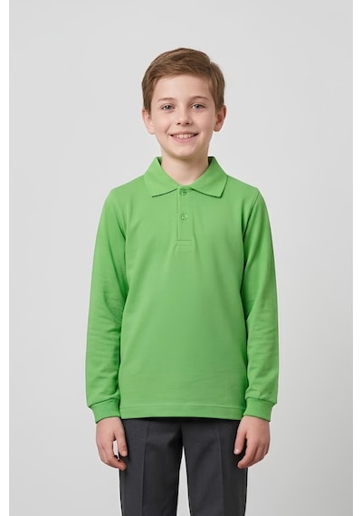 Modanino Erkek Çocuk %100 Pamuk Ve Okul Tarz T-shirt 6-16 Yaş 12798mrt Yeşil