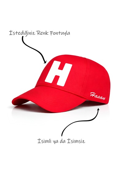 Ogc H Harfi Unisex Şapka Kırmızı