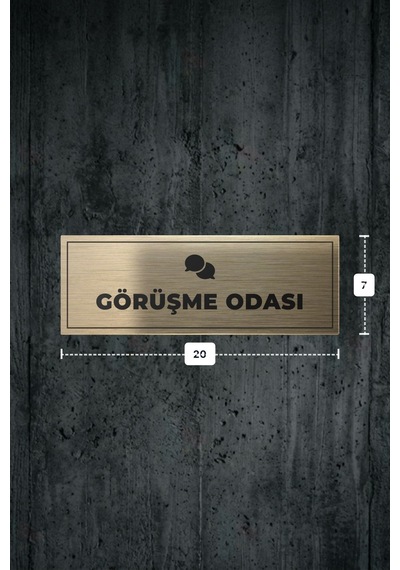 Görüşme Odası Yazılı - Metal - Gold Renk - Kapı İsimliği - 20x7 Cm