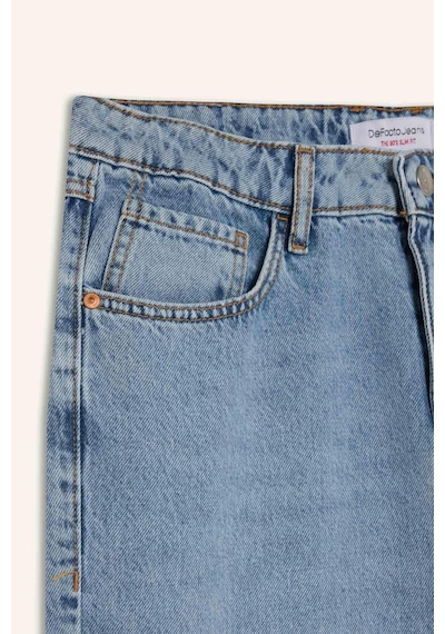 Defacto 90s Slım Fıt Dar Paça Jean Yıkamalı Pantolon E1371ax26spnm39 Mavi-nm39