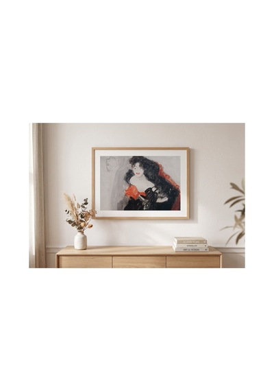 Klimt Flamenko Kostümlü Dansçı Çerçevesiz Poster 30x42 Cm A3 Tablo Art Nouveau Duvar Dekoru