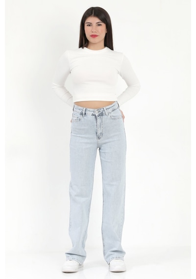 Giysa Kadın Straight Fit Jean Buz Mavi Likralı Yüksek Bel Pamuklu - 616-2269 Koyu Mavi Giysa Kadın Straight Fit Jean Buz Mavi Likralı Yüksek Bel Pamuklu - 616-2269 Koyu Mavi