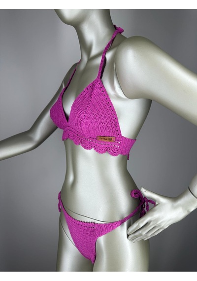 İvita Açık Mor Dantel Detaylı Çok Tarz El Yapımı Tığ Örgüsü Bikini