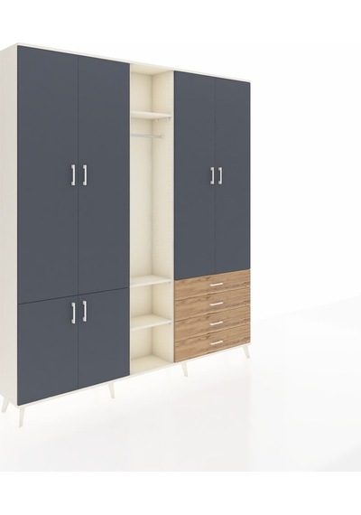 Arges Dolap 14 Raflı 4 Çekmeceli Tek Askılı 220x30x243 Aytaşı-antrasit/çam Antrasıt/atlas Çam Arges Dolap 14 Raflı 4 Çekmeceli Tek Askılı 220x30x243 Aytaşı-antrasit/çam Antrasıt/atlas Çam