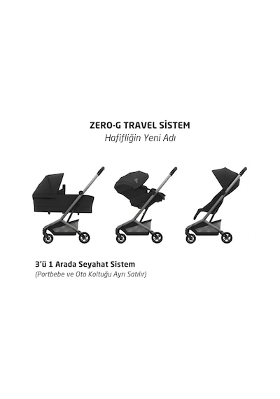 Maxi-Cosi Fame Cabin LED Işıklı Entegre Şarj Üniteli Tek Elle Katlanan Premium Kabin Boy Bebek Arabası Onyx Black