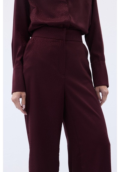 Sateen Jakarlı Pantolon - Bordo-136608 Bordo