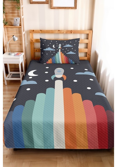 Evimde Bambaşka Uzay Roket Desenli Lacivert Çocuk Odası Tek Kişilik Pike Takımı-desenli 160x220 CM Yatak Örtüsü Evimde Bambaşka Uzay Roket Desenli Lacivert Çocuk Odası Tek Kişilik Pike Takımı-desenli 160x220 CM Yatak Örtüsü