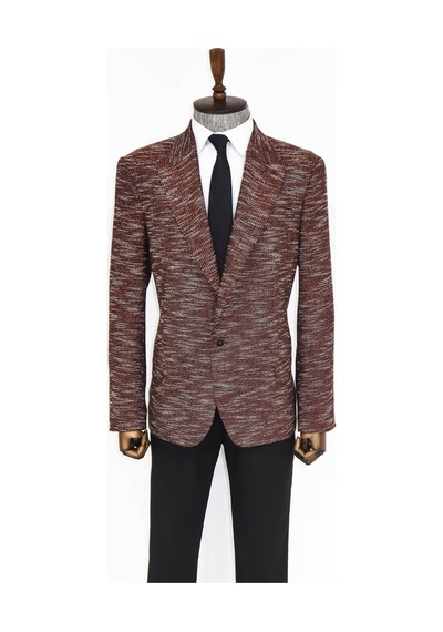 Wessi Desenli Slim Fit Spor Kahverengi Erkek Ceket - Wessi Kahverengi