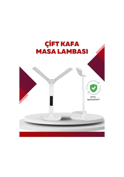 Hubrendy Tekno Göz Koruyucu Led Okuma Lambası Titreşimsiz Işık, Kalemlik Ve Stand Fonksiyonlu AÇIK GRİ KAHVE KARIŞIMI