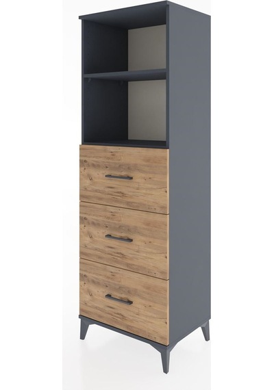 Hyperion Dolap 2 Raflı 3 Çekmeceli 60x44x182 Antrasit-çam Antrasit