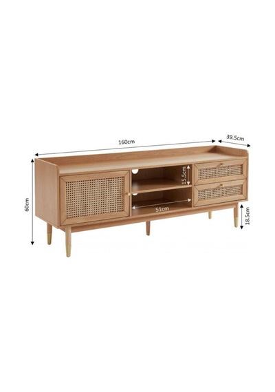 Solé Rattan Tv Ünitesi Masif Ahşap Natural