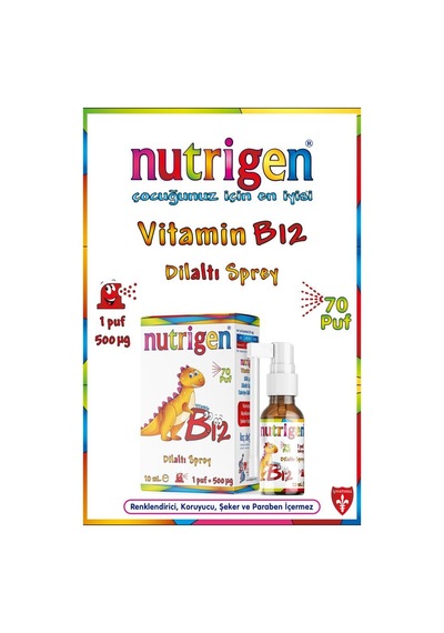 Nutrigen Vitamin B12 500 Mcg 10 Ml Dilaltı Sprey 70 Puf