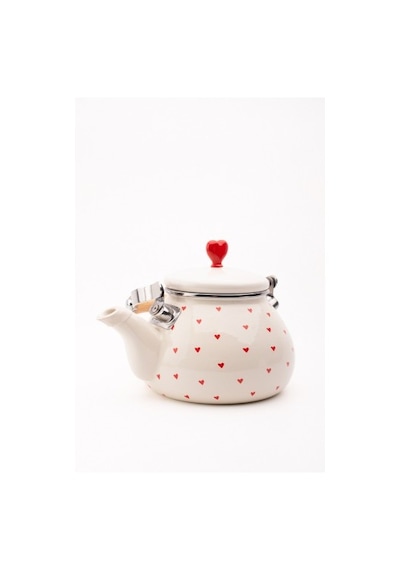 Cupid Emaye Kalp Desenli Vintage Kettle-2 Litre,ocağa Koyulabilir