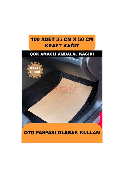 100 Adet 35cm X 50cm 100 Gr. Baskısız Kraft Kağıt, Hediye Ürün Paketleme, Oto Paspası, Çocuk Etkinlikleri