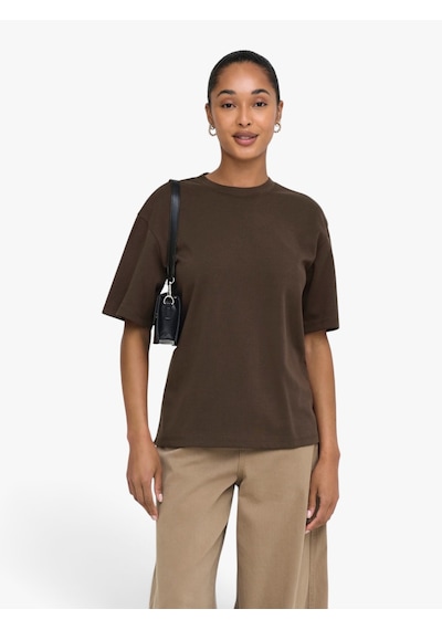 Only Onlsuperıor Ss Oneck Loosetop Jrs Noos Kadın Kahverengi T-shirt - 15377604