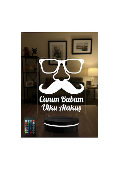 Kişiye Özel İsimli Canım Babam 3d Led Gece Lambası - 16 Renk Kumandalı Babaya Doğum Günü