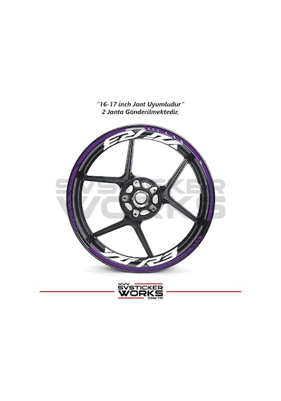 Yamaha Yzf-r3 Yazılı Jant Sticker Dış Ve İç Set Sticker Jant Şeridi Mor
