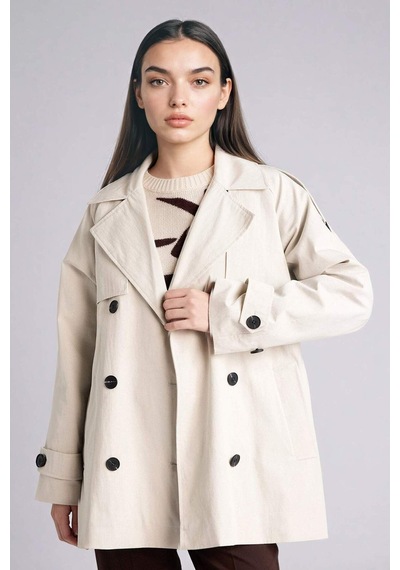 Defacto Regular Fıt Gömlek Yaka Twill Trençkot G9950ax26spgr392 Gri-gr392