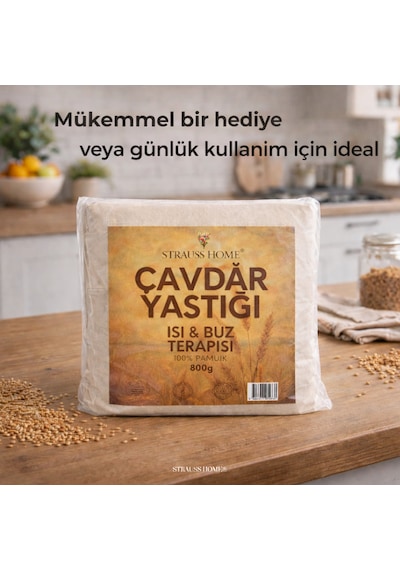 Strauss Home Çavdar Yastığı 800g Çıkarılabilir & Yıkanabilir Kılıf %100 Doğal Çavdar Dolgu Isı Ve Soğuk Terapisi Ekru