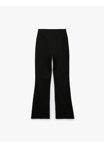 Koton Slim Fit Yüksek Bel İspanyol Paça Spor Tayt Siyah 7wak40103nk