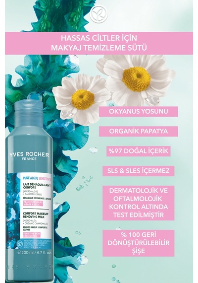Yves Rocher Makyaj Temizleme Sütü-hassas Cilt-pure Algue Sensitive Yatıştırıcı Botanik Kompleks 200ml