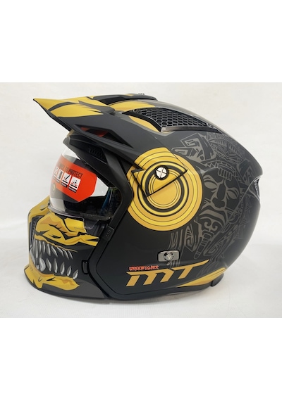 Mt Streetfighter SV Aztec B3 Çene Açılır Motosiklet Kaskı Mat Siyah - Sarı