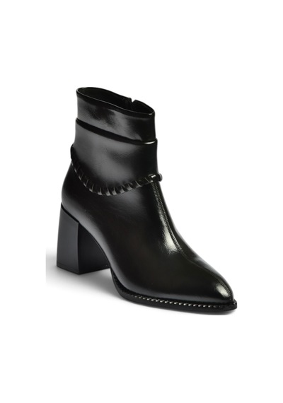 Fox Shoes Z820670060 Siyah Rustik Kalın Topuklu Kadın Bot
