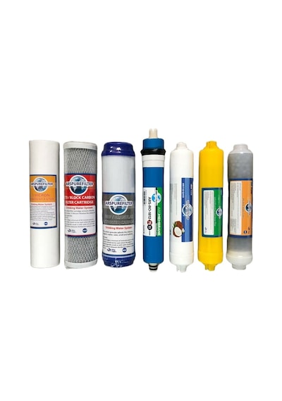 Su Arıtma Açık Cihaz Çift Karbonlu Mineral ve Alkali Filtreli 7li Set