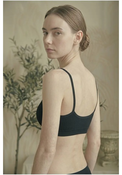 İpeksi Collection İp Askılı Pamuklu Çıkarılabilir Pedli Büstiyer Bralet - Sporcu Yarım Atlet Siyah