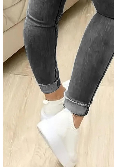 Butik İstanbul Kadın Yüksek Bel Önden Düğmeli Jean Pantolon Siyah
