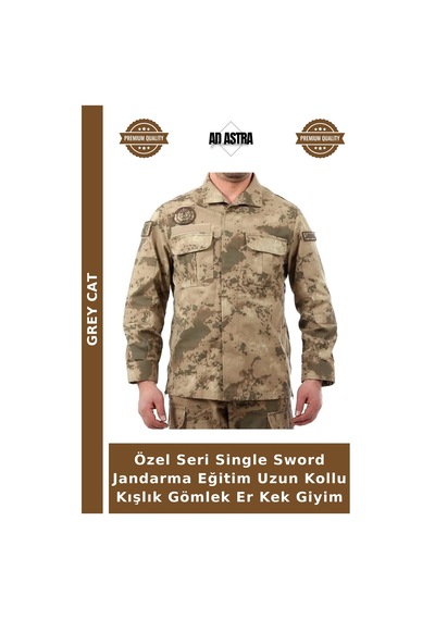 Grey Cat Özel Seri Single Sword Jandarma Eğitim Uzun Kollu Kışlık Gömlek Er Kek Giyim Çok Renkli