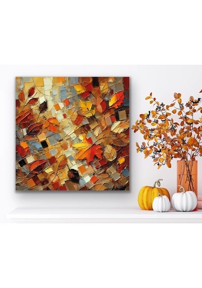 Sonbahar Mevsimi Kanvas Tablo 60x60cm Çok Renkli