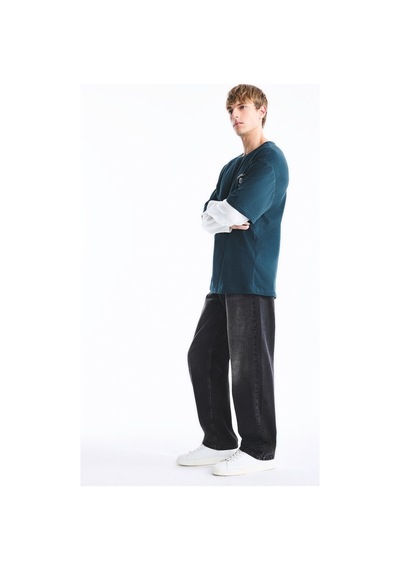 Defacto Baggy Fit Normal Bel Geniş Paça Jean Pantolon H2983ax26aunm40 Siyah-nm40
