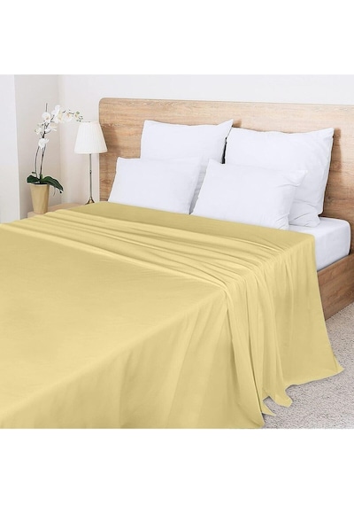 Battal Boy Düz Çarşaf Pamuklu Kumaş Lastiksiz Çarşaf 240x260 Sarı