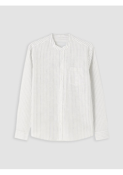 Lcwaıkıkı Classic Beyaz Regular Fit Hakim Yaka Çizgili Poplin Erkek Gömlek