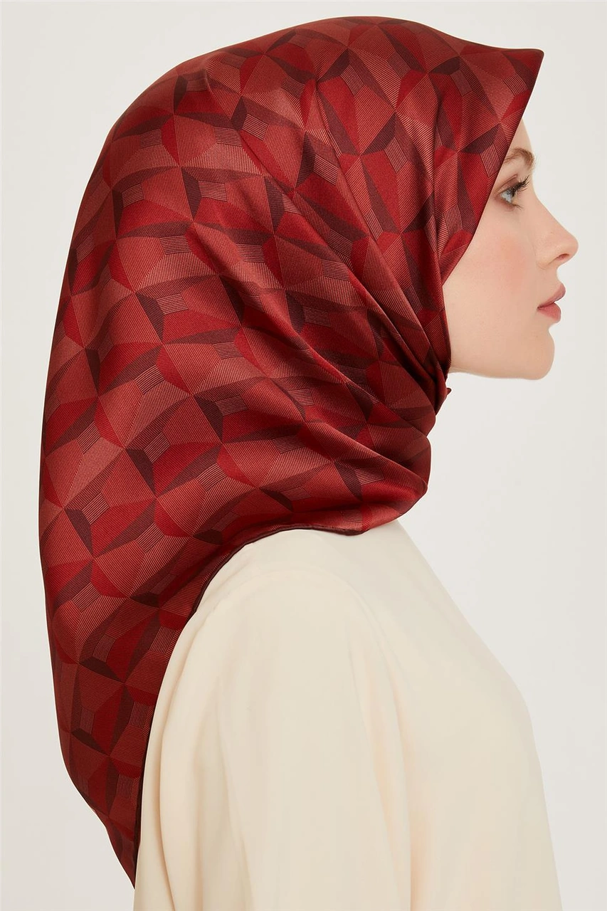 Armine Klasik Desenli Twill Saf İpek Eşarp 9204d 56 Çok Renkli