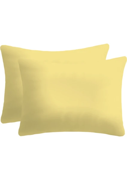 %100 Natürel Cotton Pamuk 2 Adet 35x45 Cm Lüx Yastık Kılıfı Pillow Case Sarı