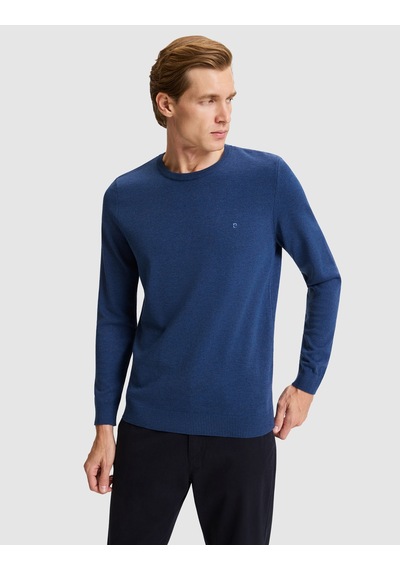 Pierre Cardin İndigo Melanj Slim Fit Basic Kazak 50331501 Vr155
