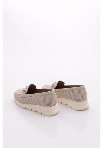Dgn 6095 Kadin Kalin Taban Loafer Ayakkabi Ekru
