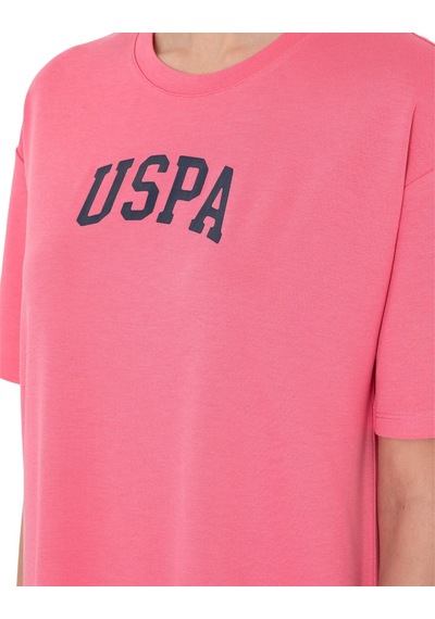 U.S. Polo Assn. Kadın Modal Karışımlı Bisiklet Yaka Mini Boy Örme Elbise Pembe
